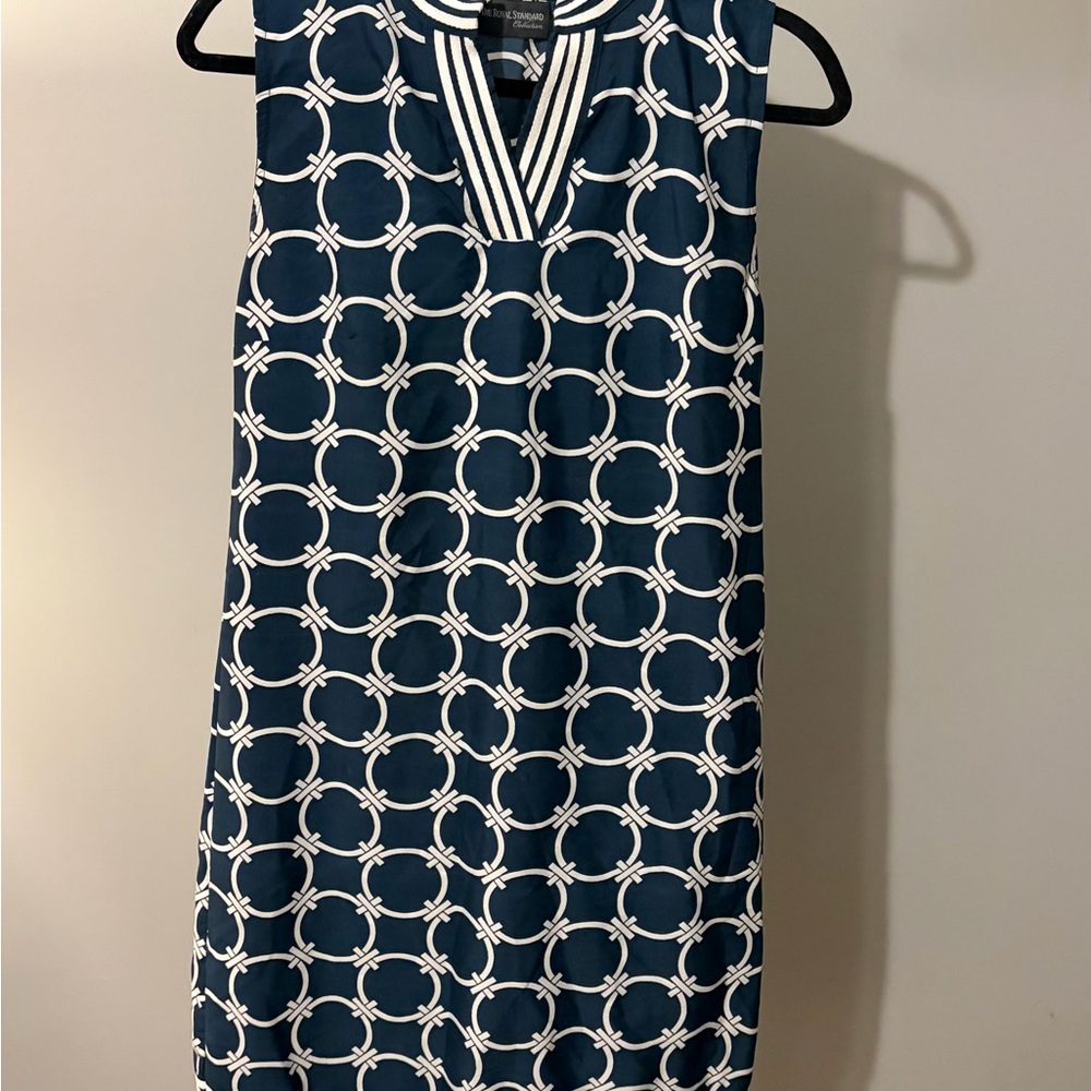 The royal standard Navy & White shift tank Sleeveless Dress size medium